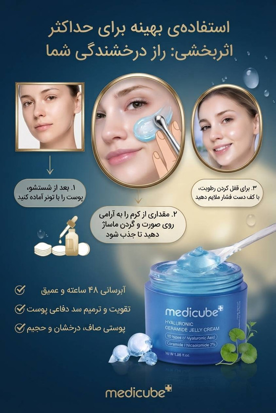 کرم کپسولی آبرسان مدیکوب شاهراه آبرسانی و شفاف کنندگی انواع پوست